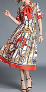 LAI Meng Five Cats Paisley Print Shirt Dress